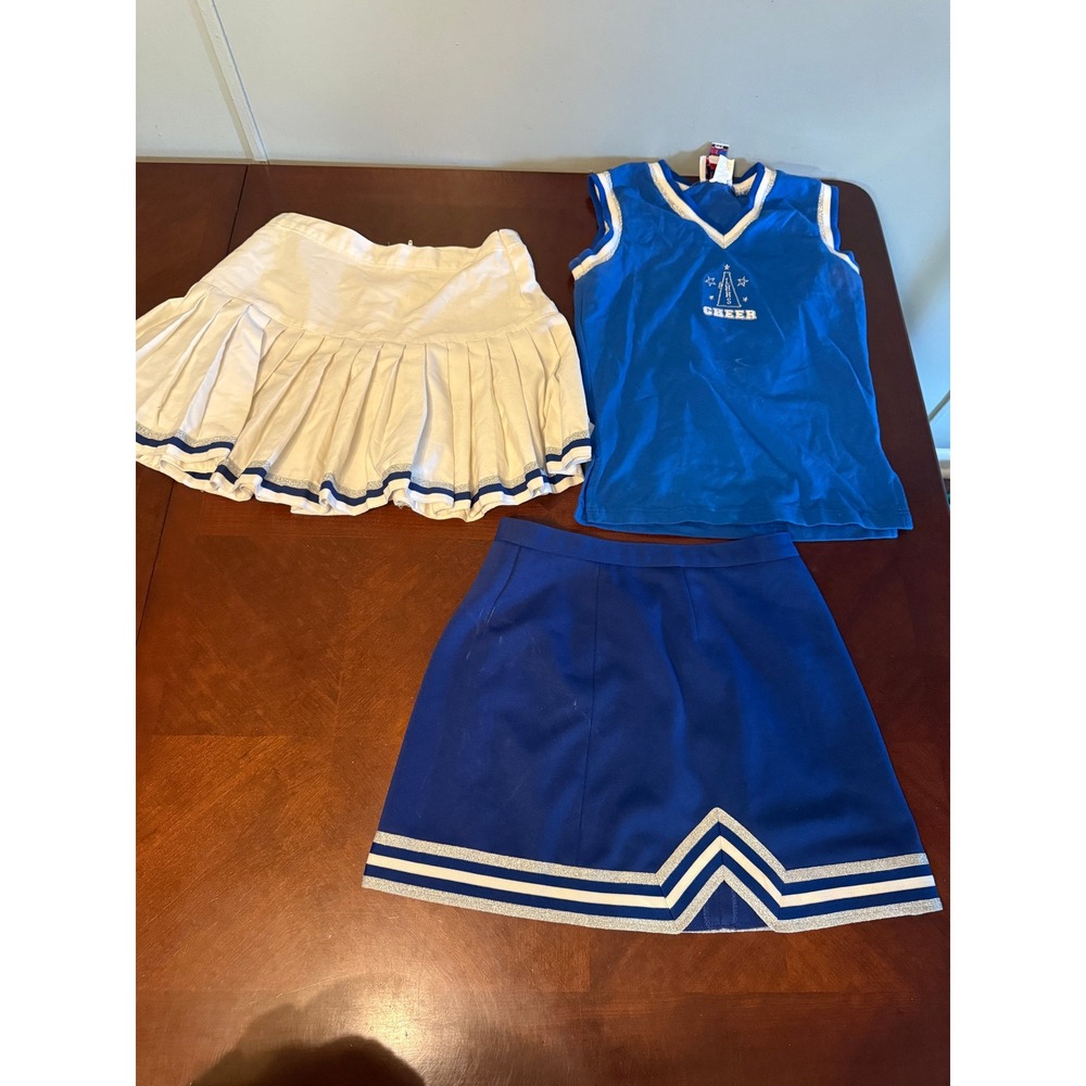 Vintage Broadway Supply Cheerleading Uniform Set Blue White 3pc LHHS USA Made